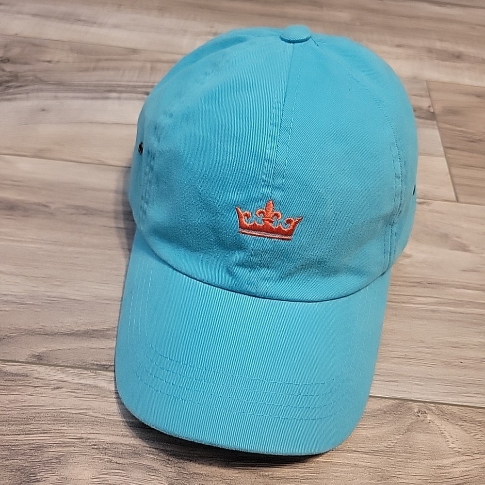 Peter Millar Strapback‎ Hat Cap Dad Embroidered Turquoise Crown Logo Cotton NEW